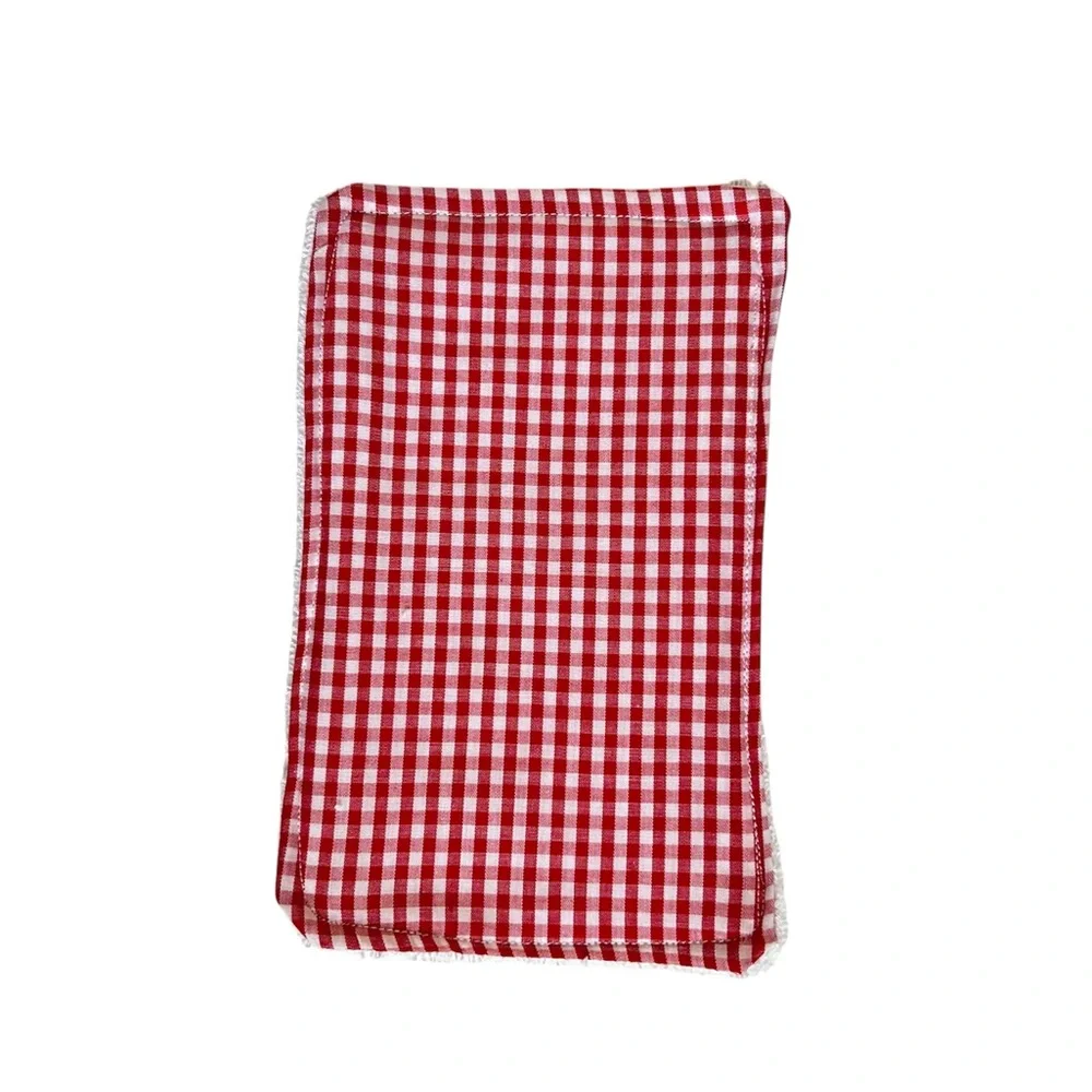 Hand Crafted Red Gingham Reusable 6 Terry Cloth Unpaper Towels 100% Cotton